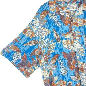 Young USA Mens Hawaiian Shirt 2XL Blue Tropical Beer Pineapple Floral